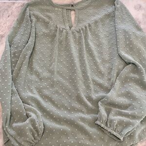 Maurices Light Green Polka Dot Blouse